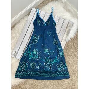 Vintage Y2K Aeropostale Blue Green Paisley Floral Babydoll Dress